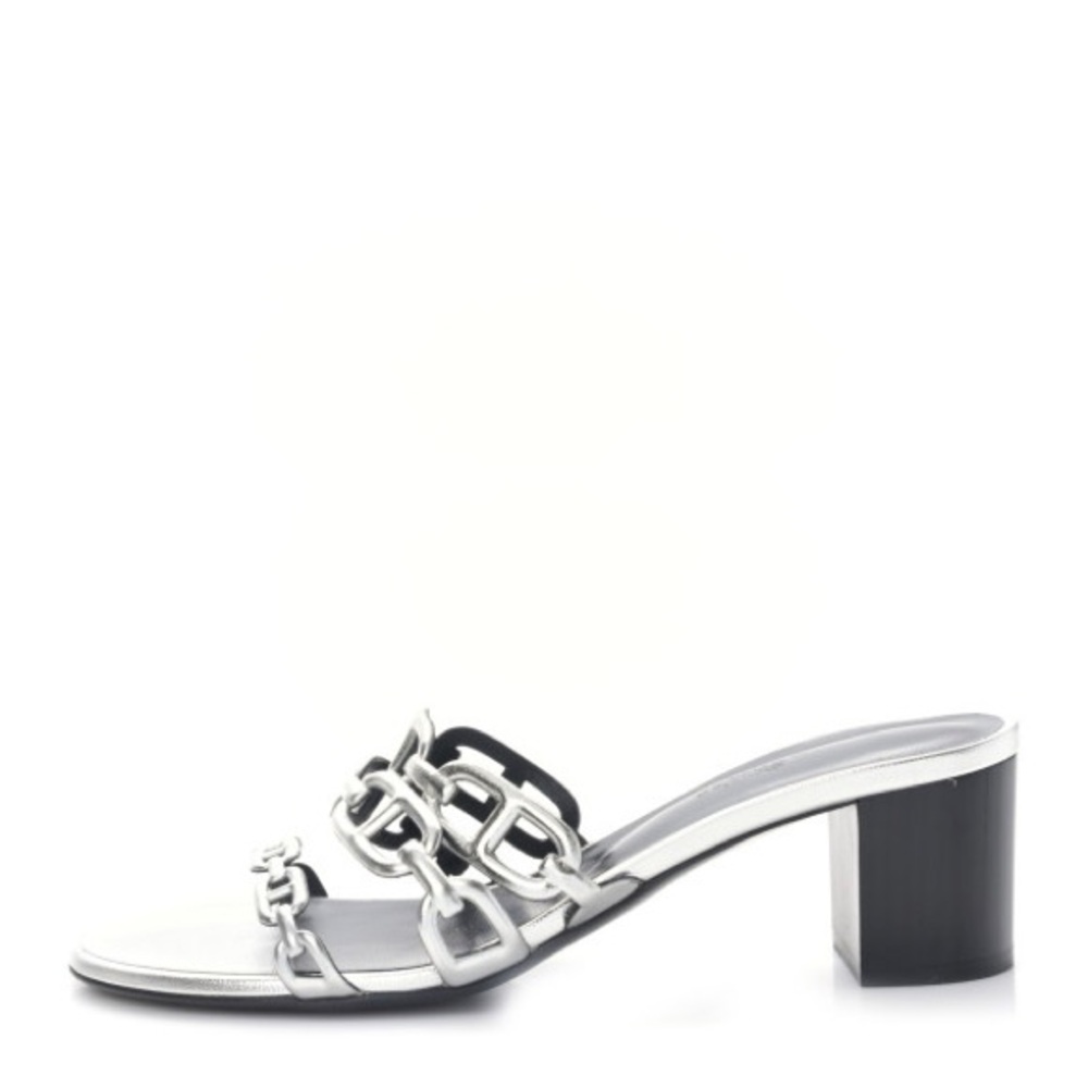 HERMES Metallic Calfskin Tandem Sandals Luxury Size 37 - Picture 3 of 16